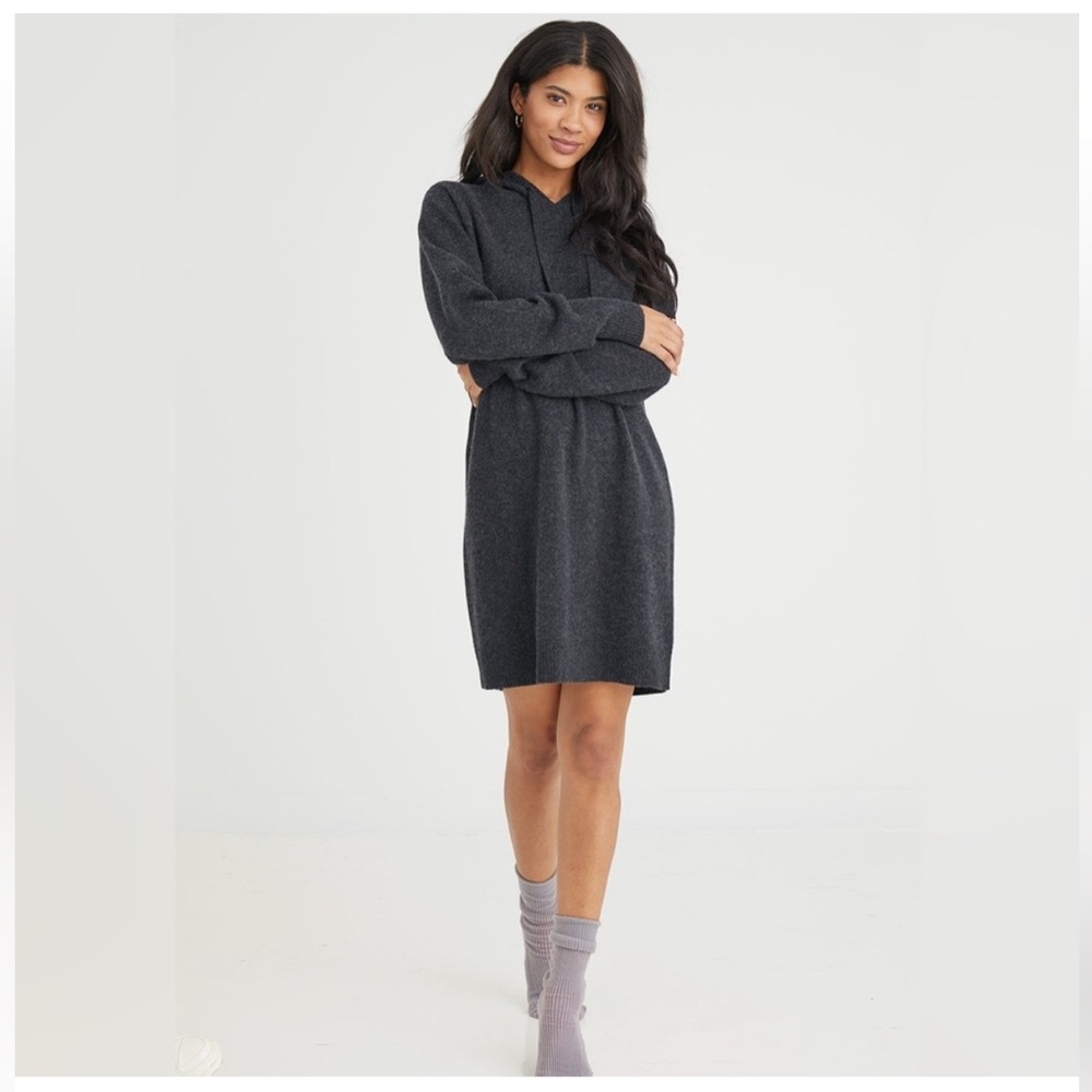 Bella Dahl Cashmere Heather Gray Hooded Sweaterdress